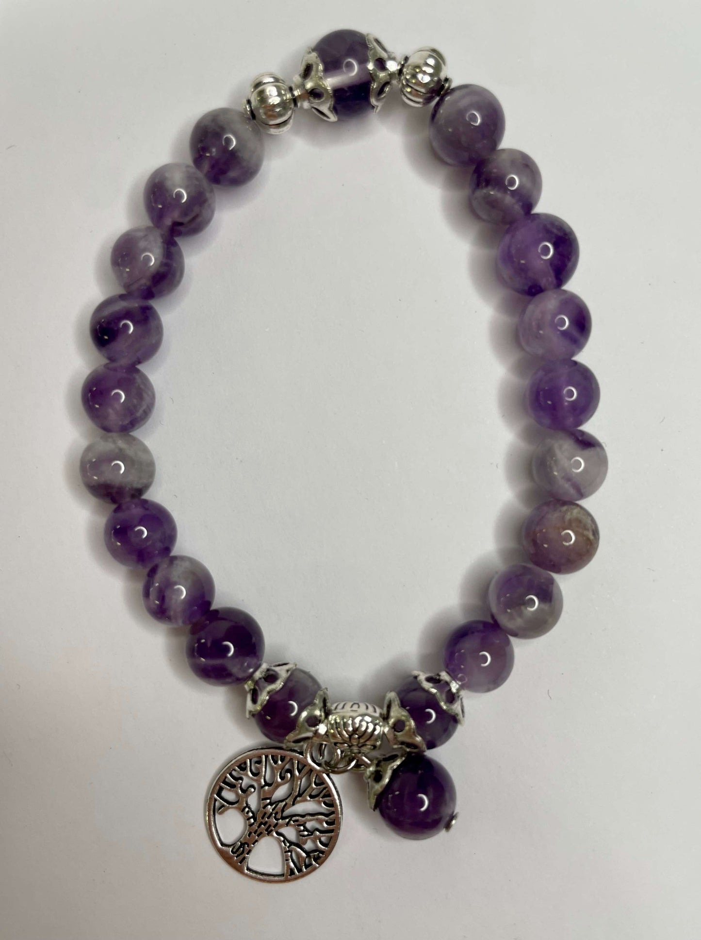 Amethyst + Silver Charm Bracelet