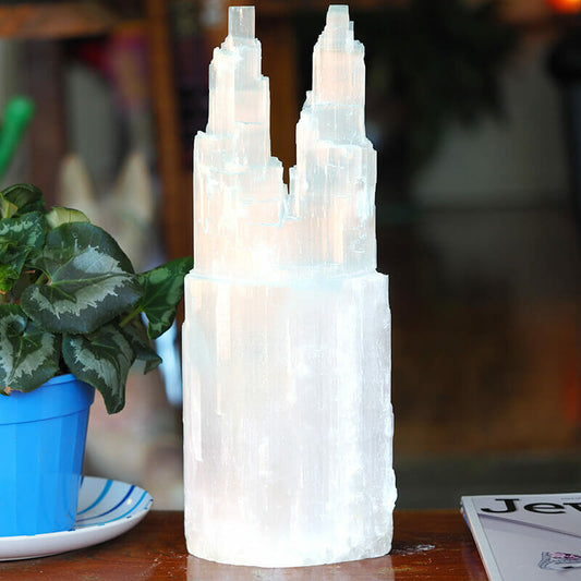 Twin Tower Selenite Lamp - 40cm