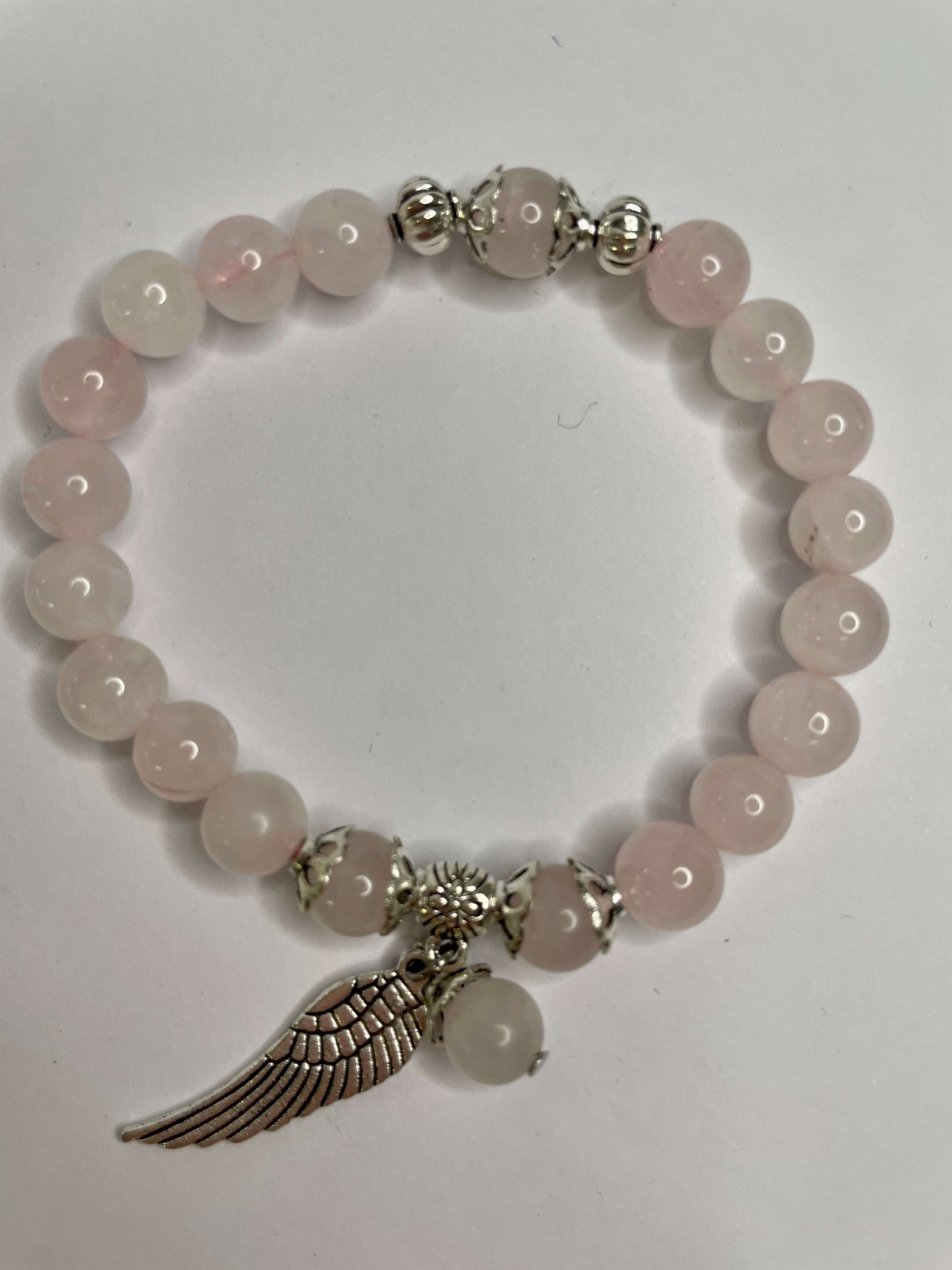 Rose Quartz + Silver Charm Bracelets