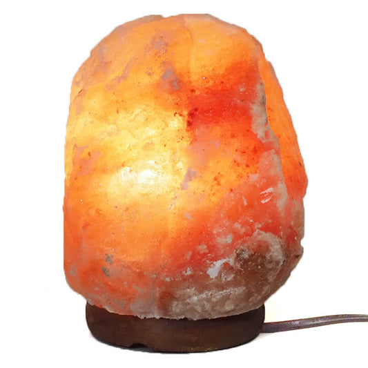 3-5kg Natural Shaped Himalayan Salt Lamp - Timber Base