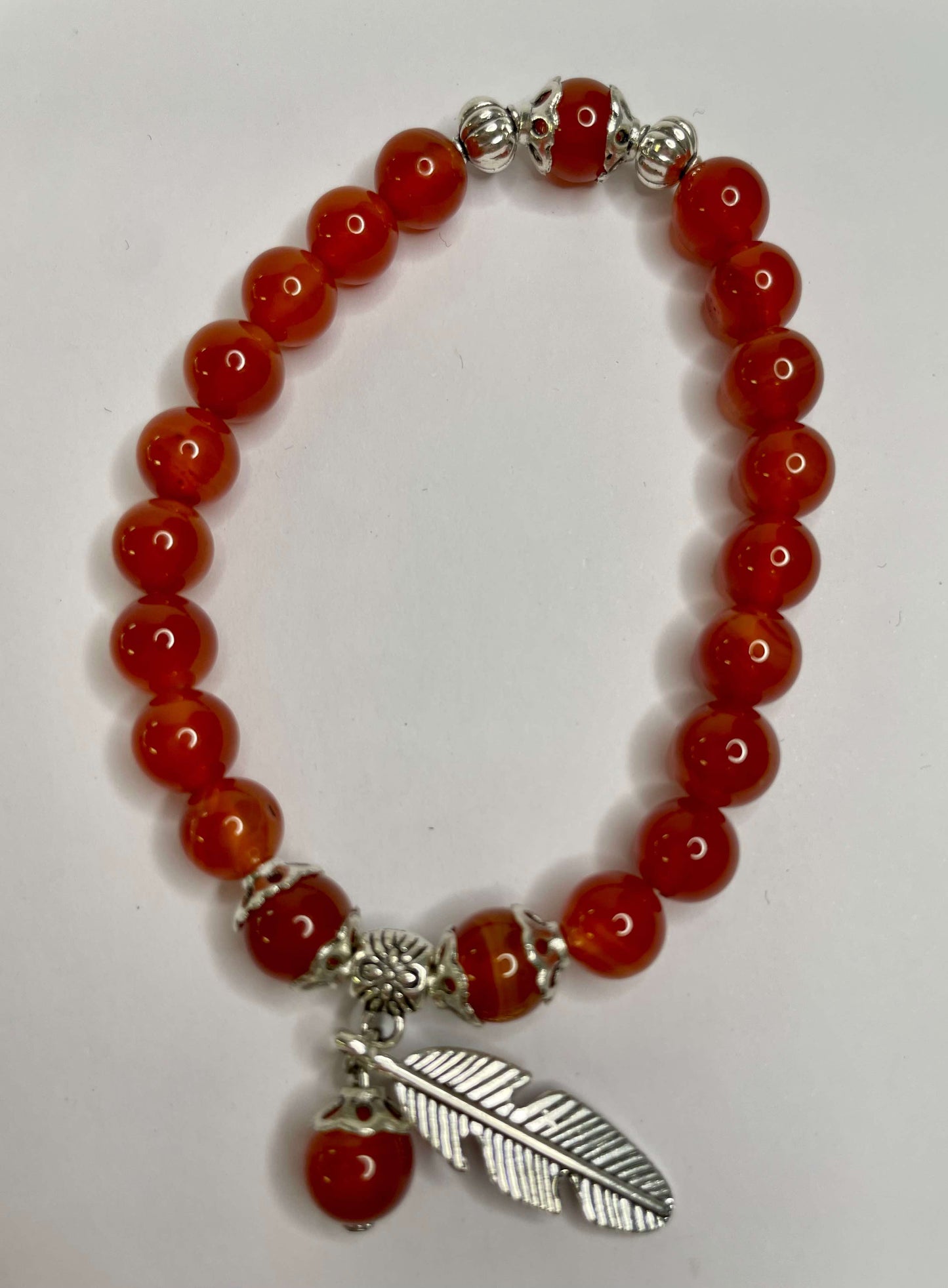 Carnelian + Silver Charm Braclet