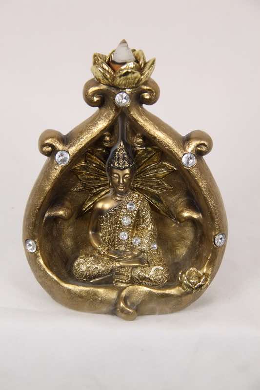 15cm Gold Happy Buddha Backflow Burner