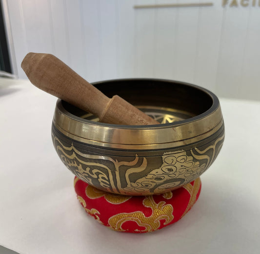 Grey + Gold Medium Singing Bowl - 5014