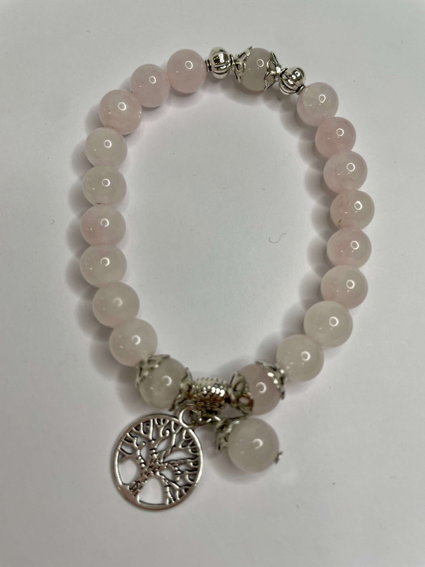 Rose Quartz + Silver Charm Bracelets