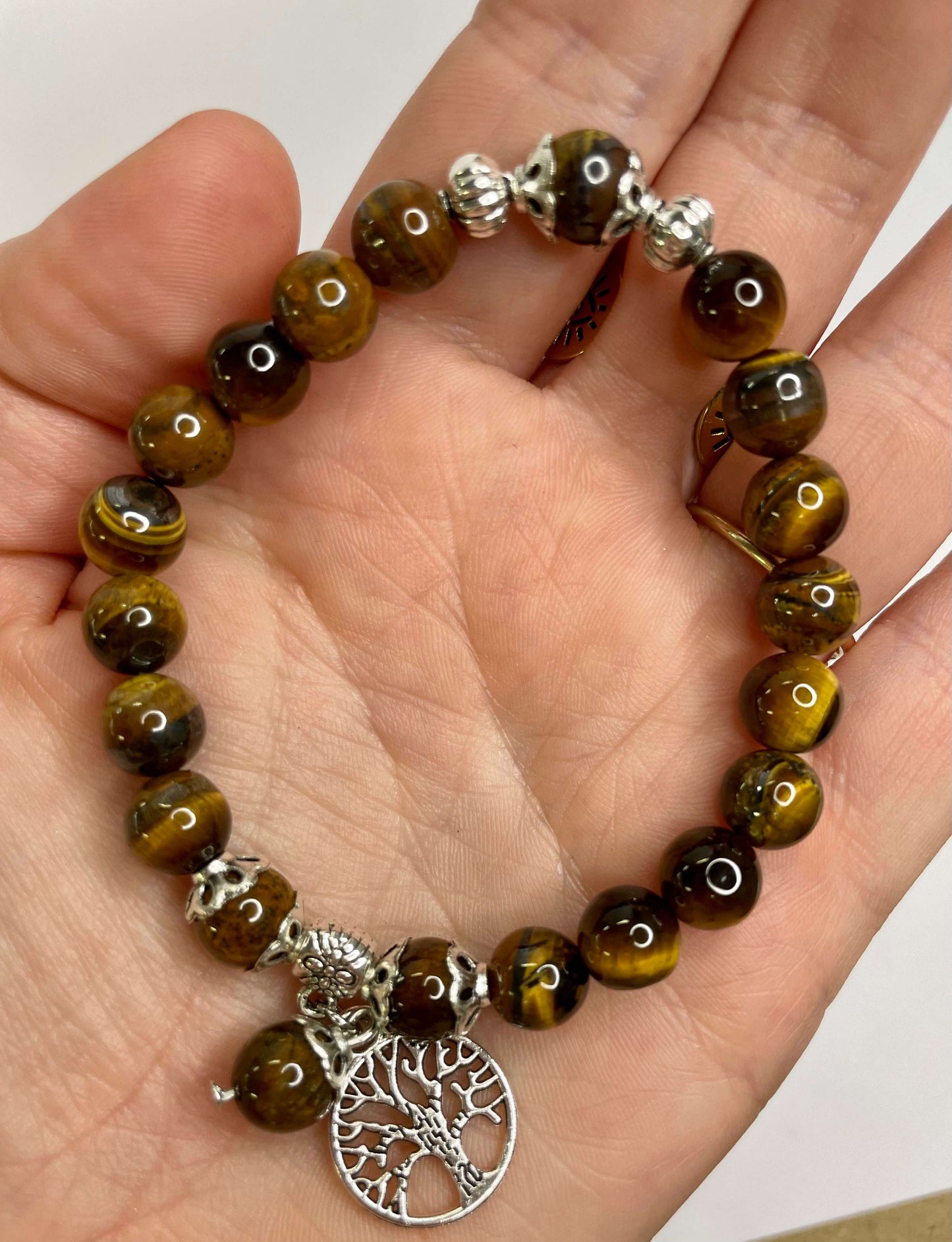 Tiger Eye + Silver Charm Bracelet