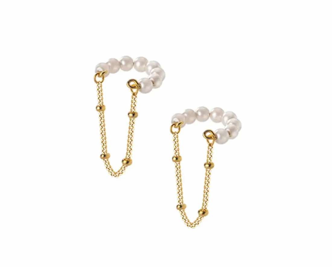 Huggies Cuff Pearl 18k Gold Plated Earrings