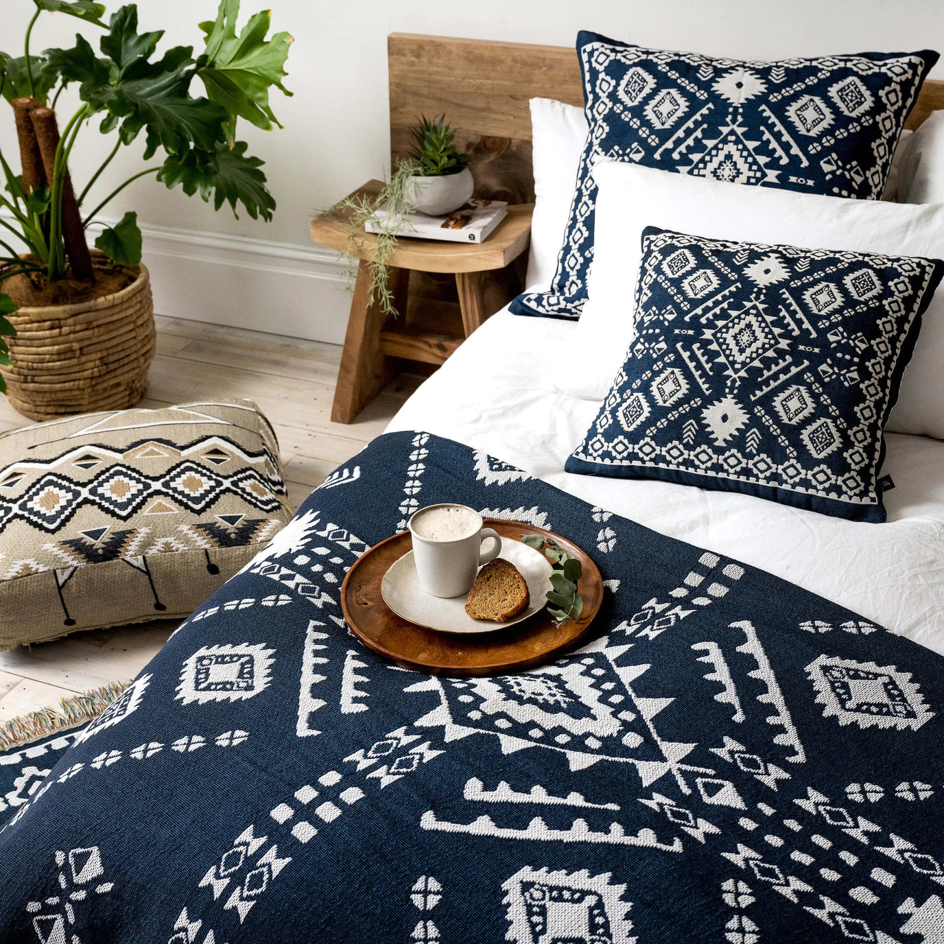 'BLUE MOON' WOVEN EUROPEAN CUSHION COVER