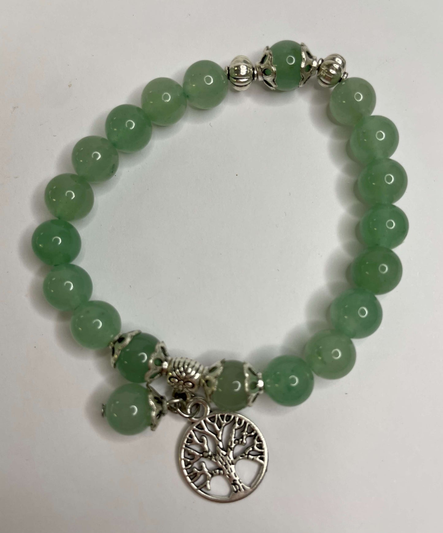 Green Aventurine + Silver Charm Bracelet