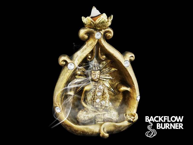 15cm Gold Happy Buddha Backflow Burner