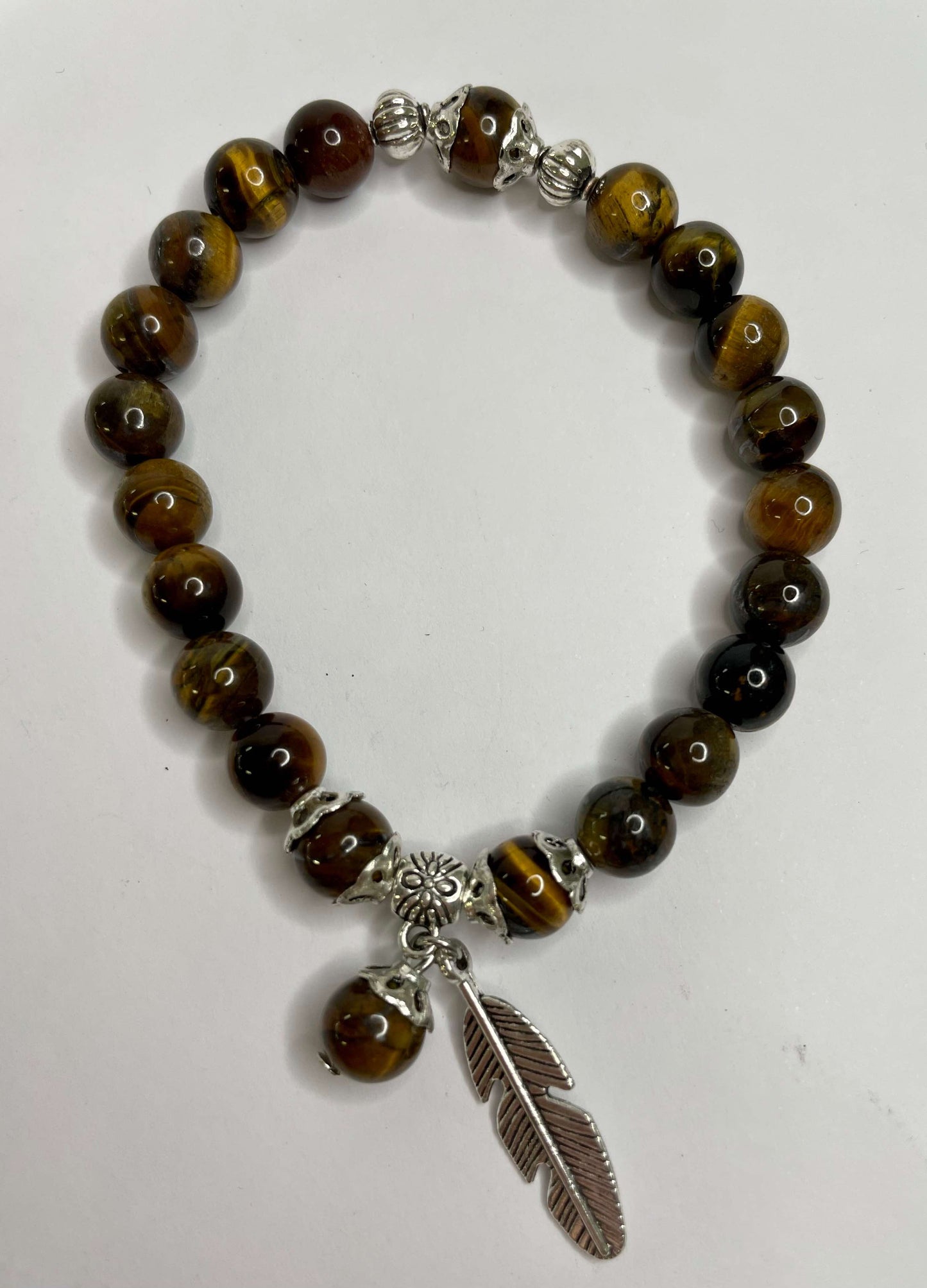 Tiger Eye + Silver Charm Bracelet