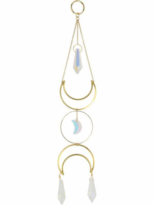 27cm Moon Stone Suncatcher in Triple Moon