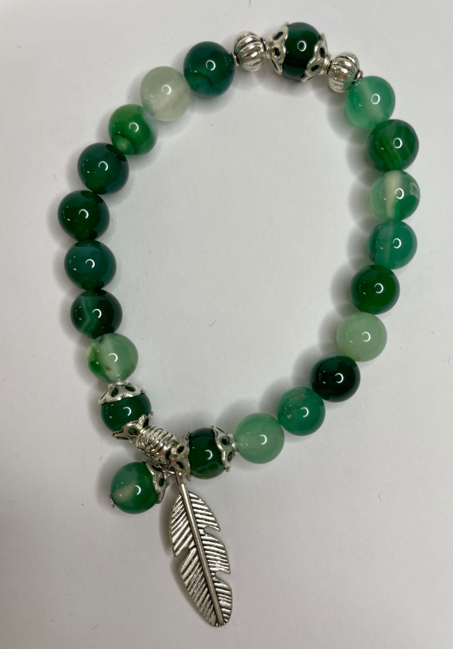 Green Aventurine + Silver Charm Bracelet