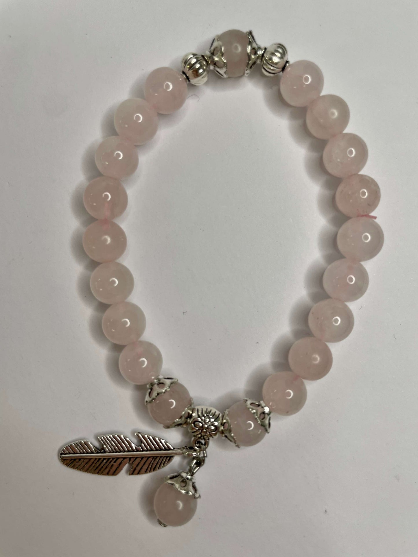 Rose Quartz + Silver Charm Bracelets