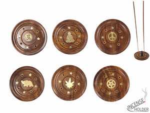 8cm Round Sheesham Wooden Incense Holder