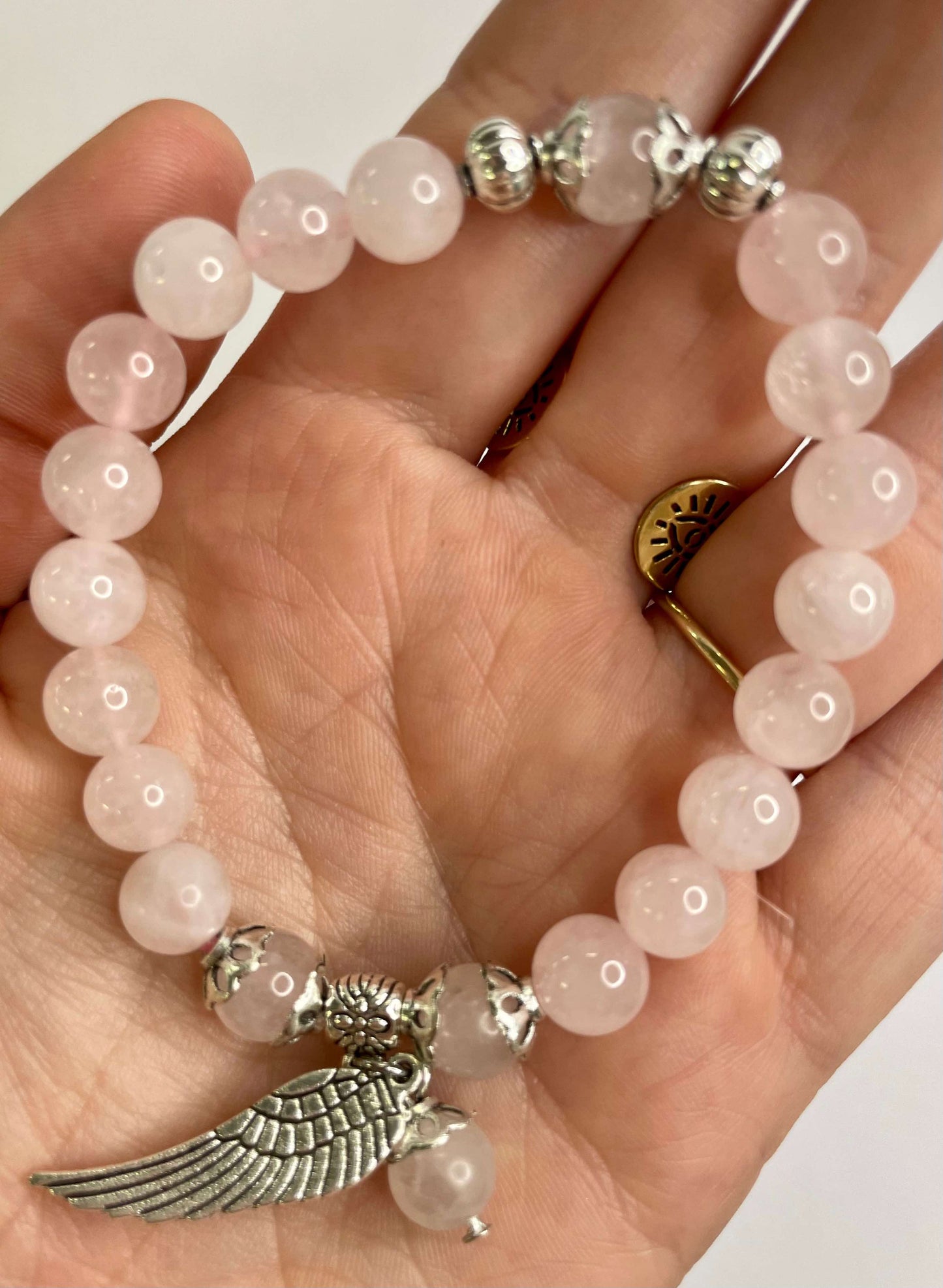 Rose Quartz + Silver Charm Bracelets