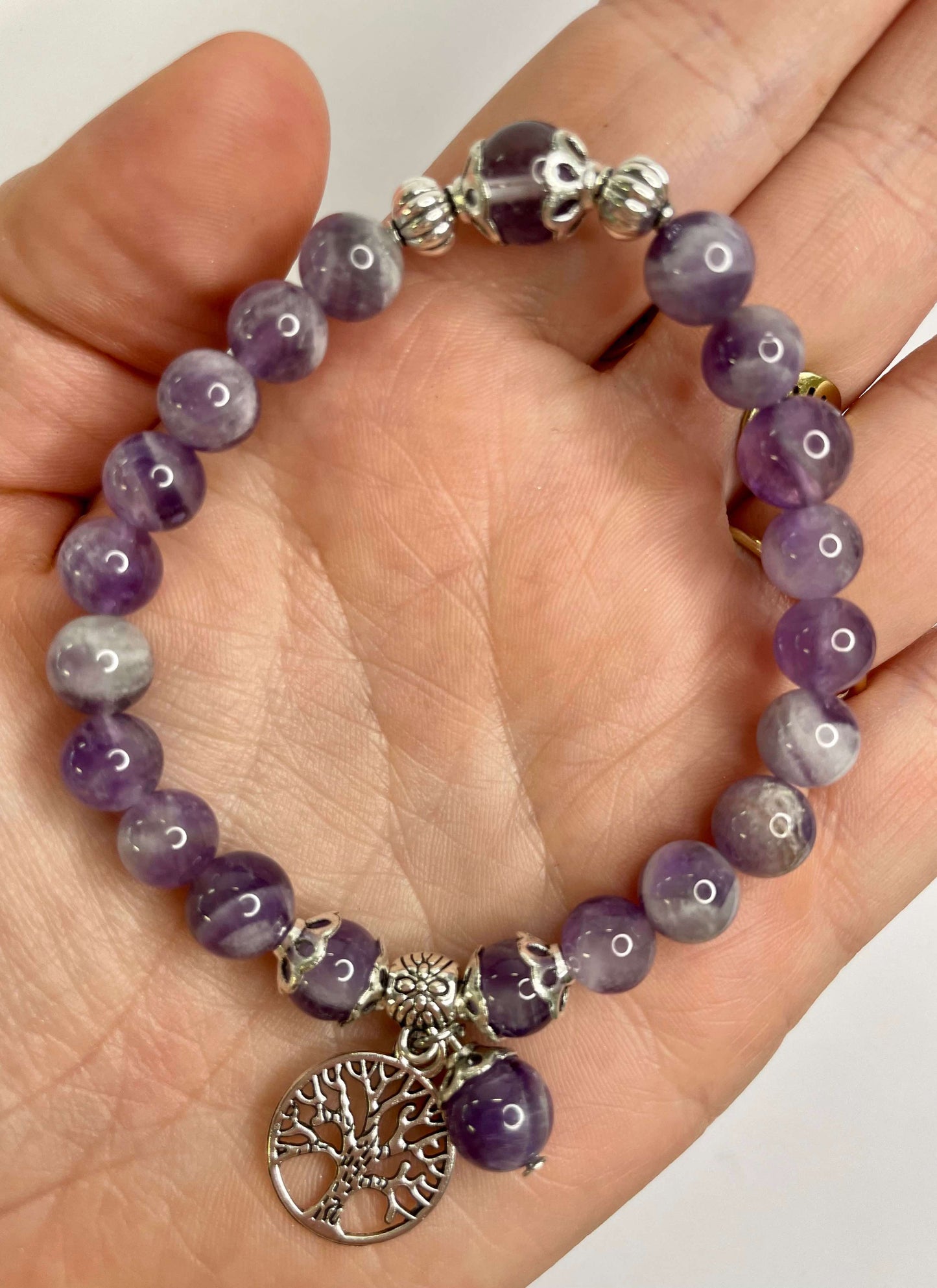 Amethyst + Silver Charm Bracelet