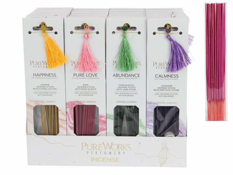 Incense Pack (Happiness, Pure Love, Calmness, Abundance) with Gemstone Bead