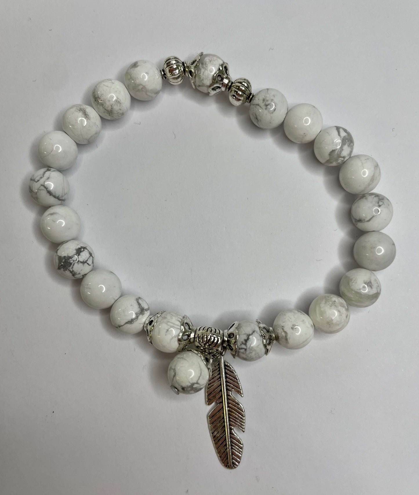 Howlite + Silver Charm Bracelet