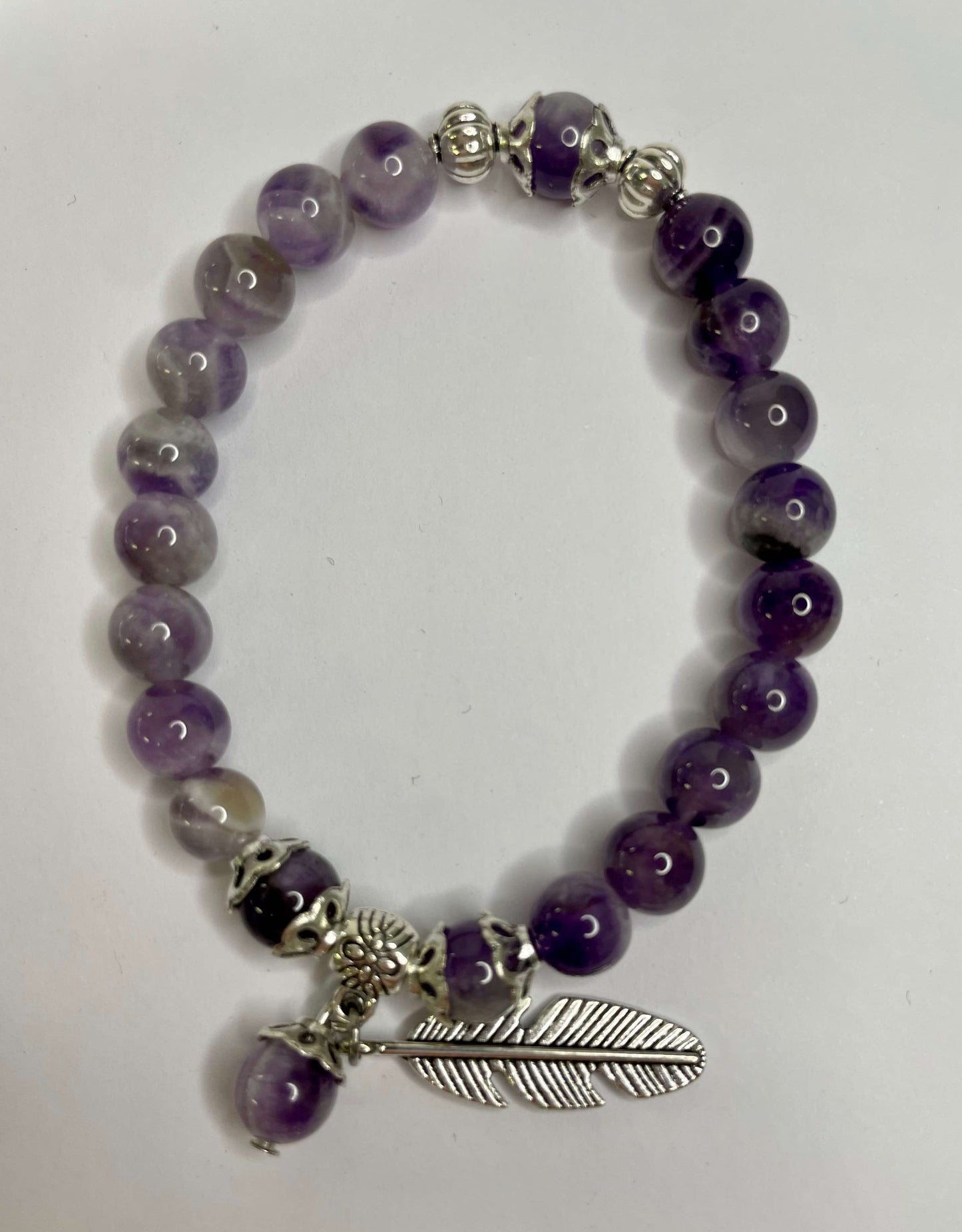 Amethyst + Silver Charm Bracelet