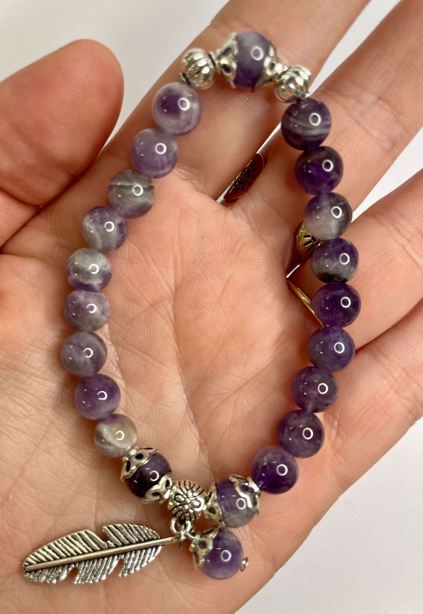 Amethyst + Silver Charm Bracelet