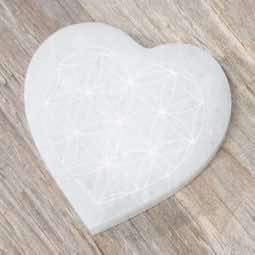 SELENITE Heart Engraved Plate