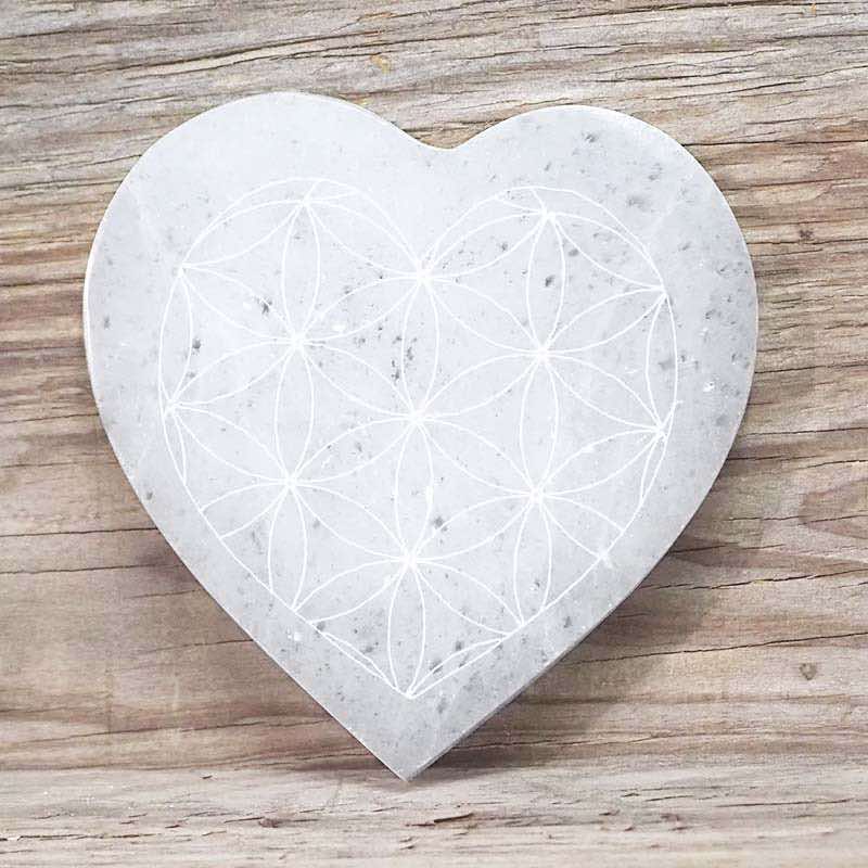 SELENITE Heart Engraved Plate