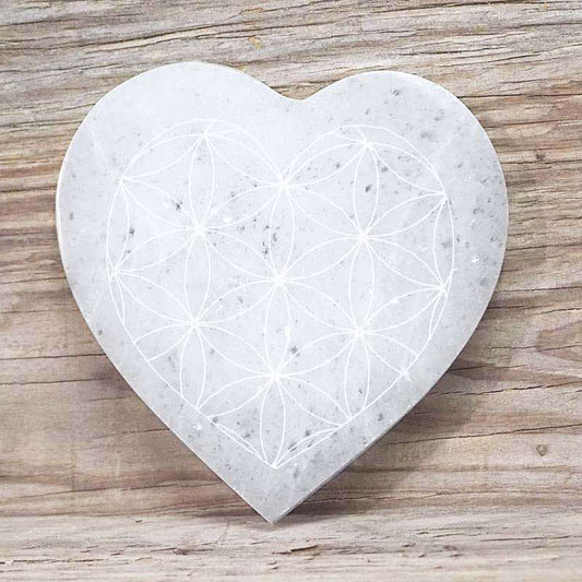 SELENITE Heart Engraved Plate