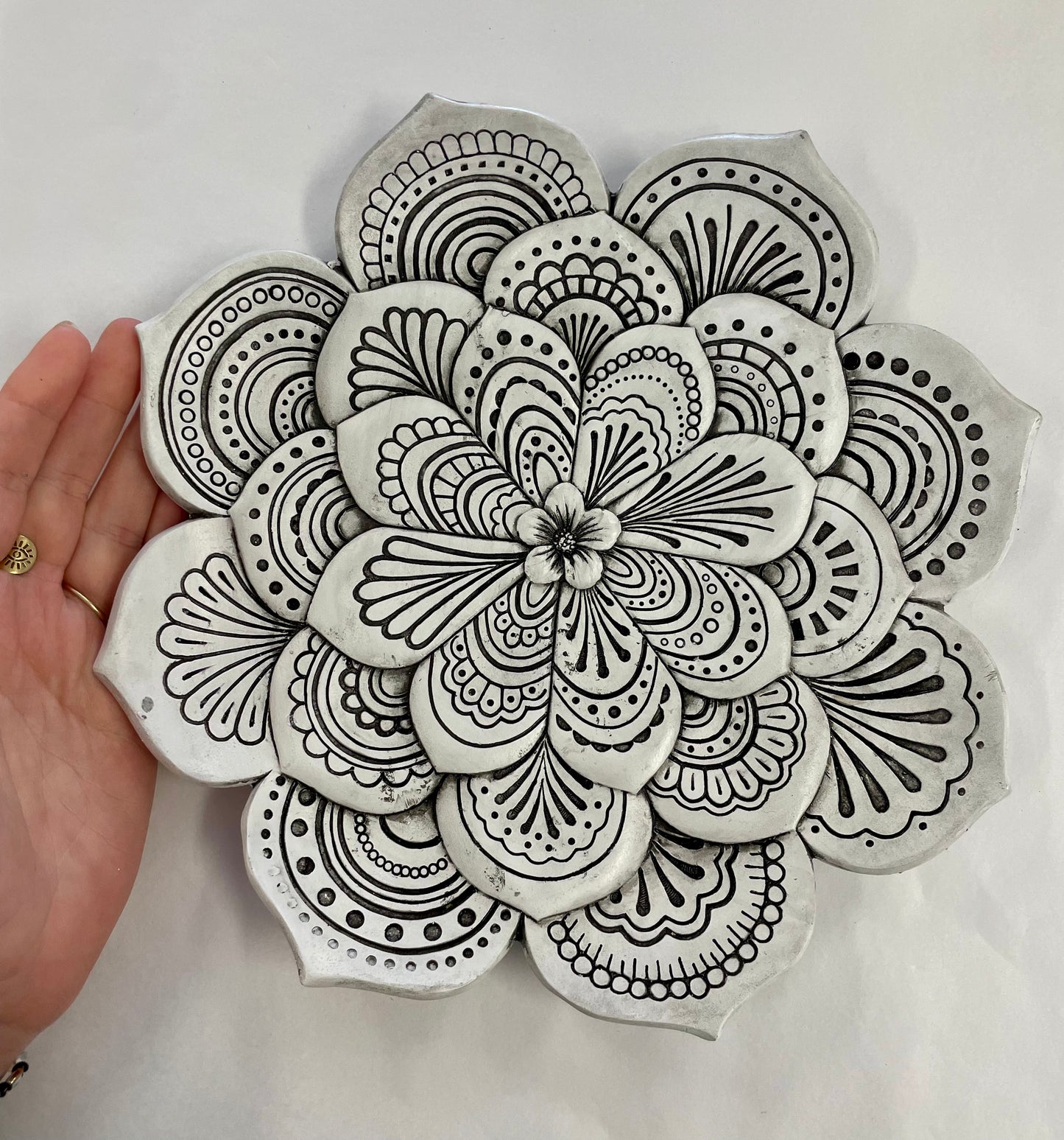 Black + White Lotus Flower Display Plate