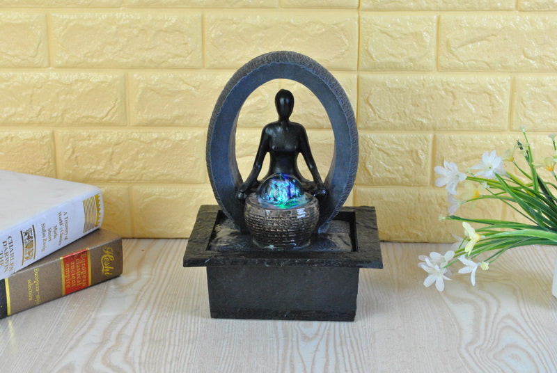 28cm Meditating Yoga Fountain with Light