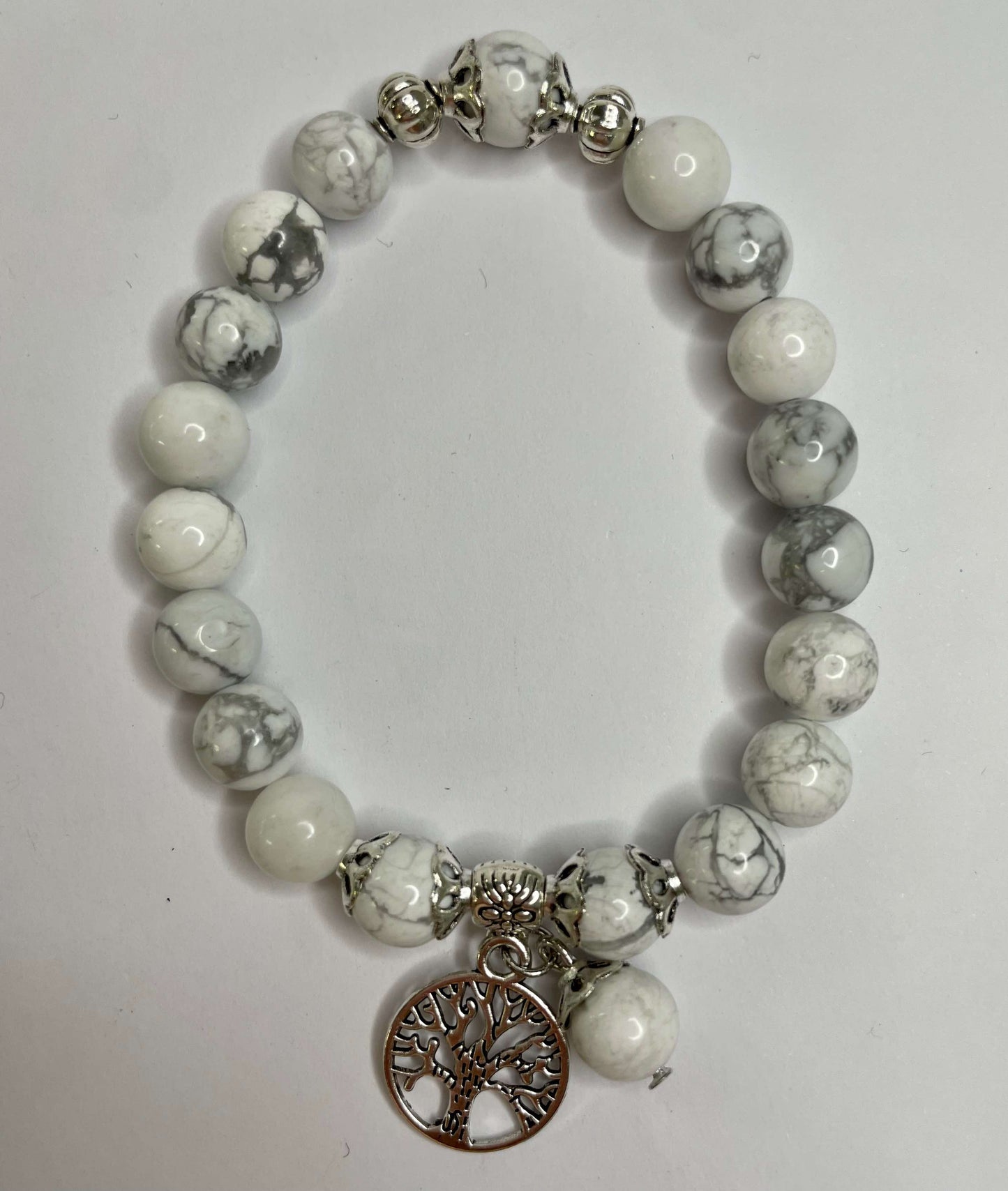 Howlite + Silver Charm Bracelet