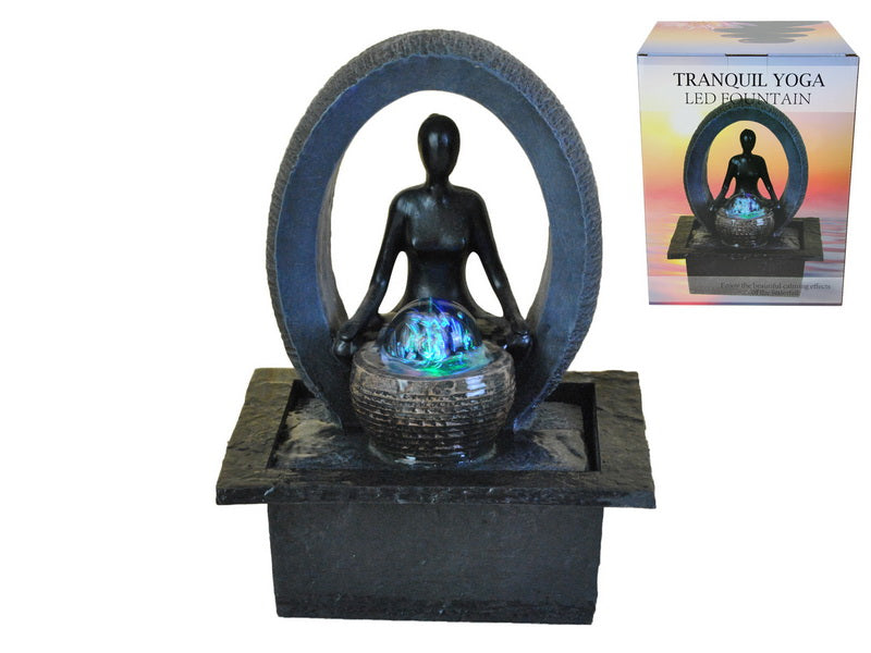 28cm Meditating Yoga Fountain with Light