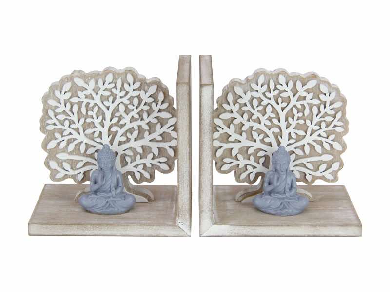 16cm Set of 2 Buddha & Tree Of Life Bookends