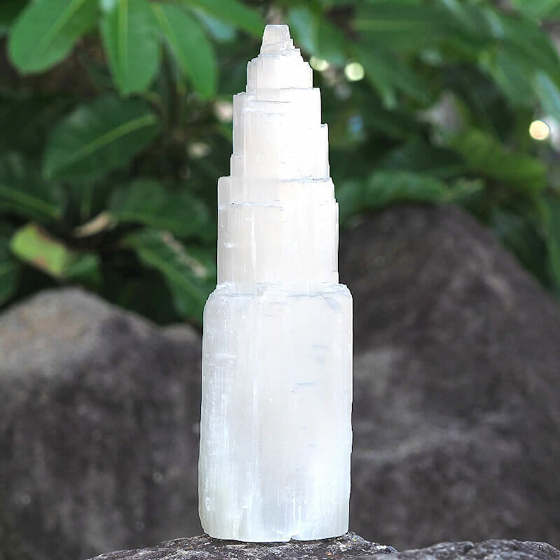 Selenite Tower Lamp - 35-40 cm