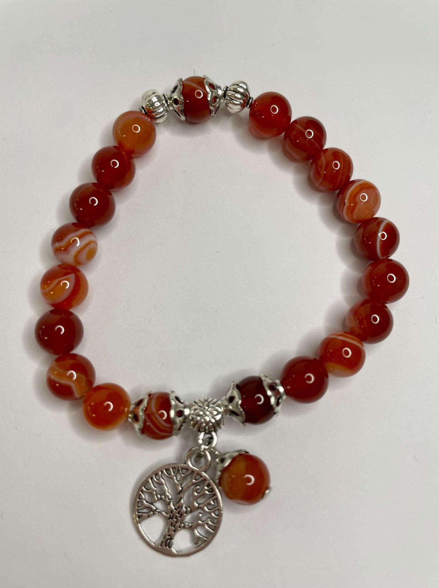 Carnelian + Silver Charm Braclet