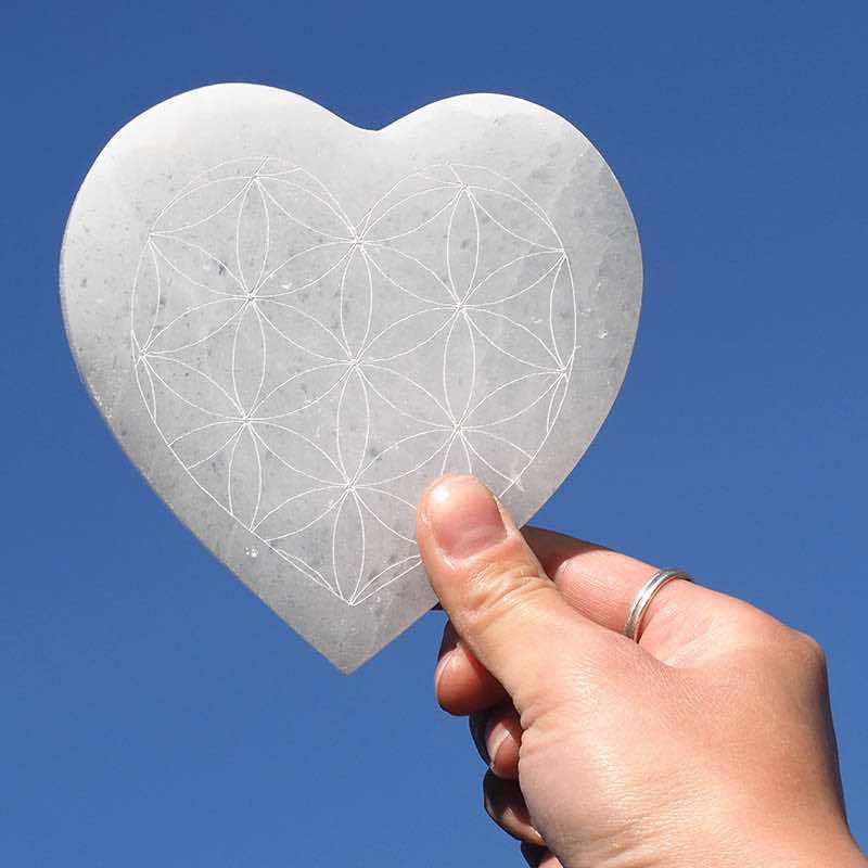 SELENITE Heart Engraved Plate