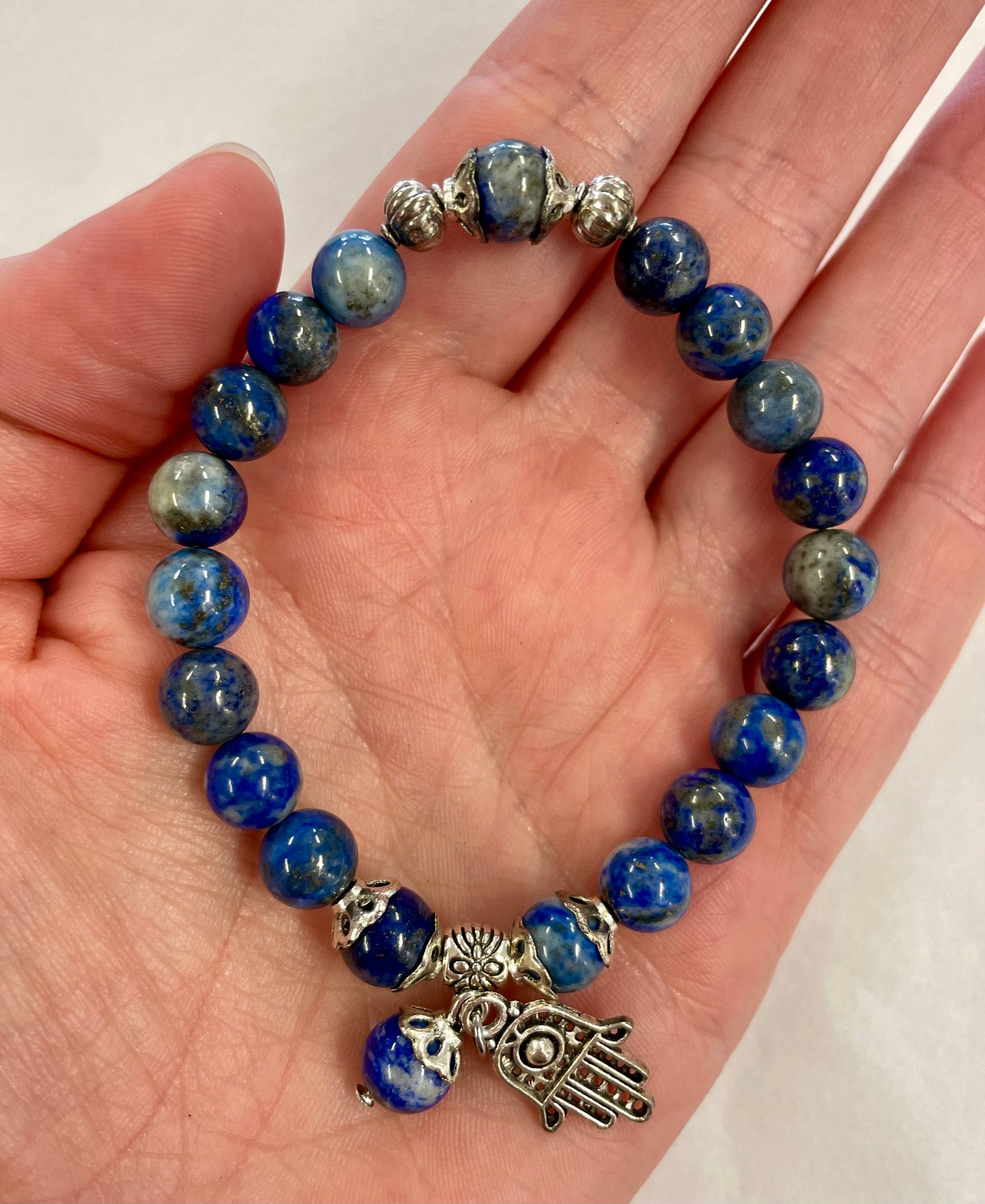 Lapis Lazuli + Silver Charm Bracelet