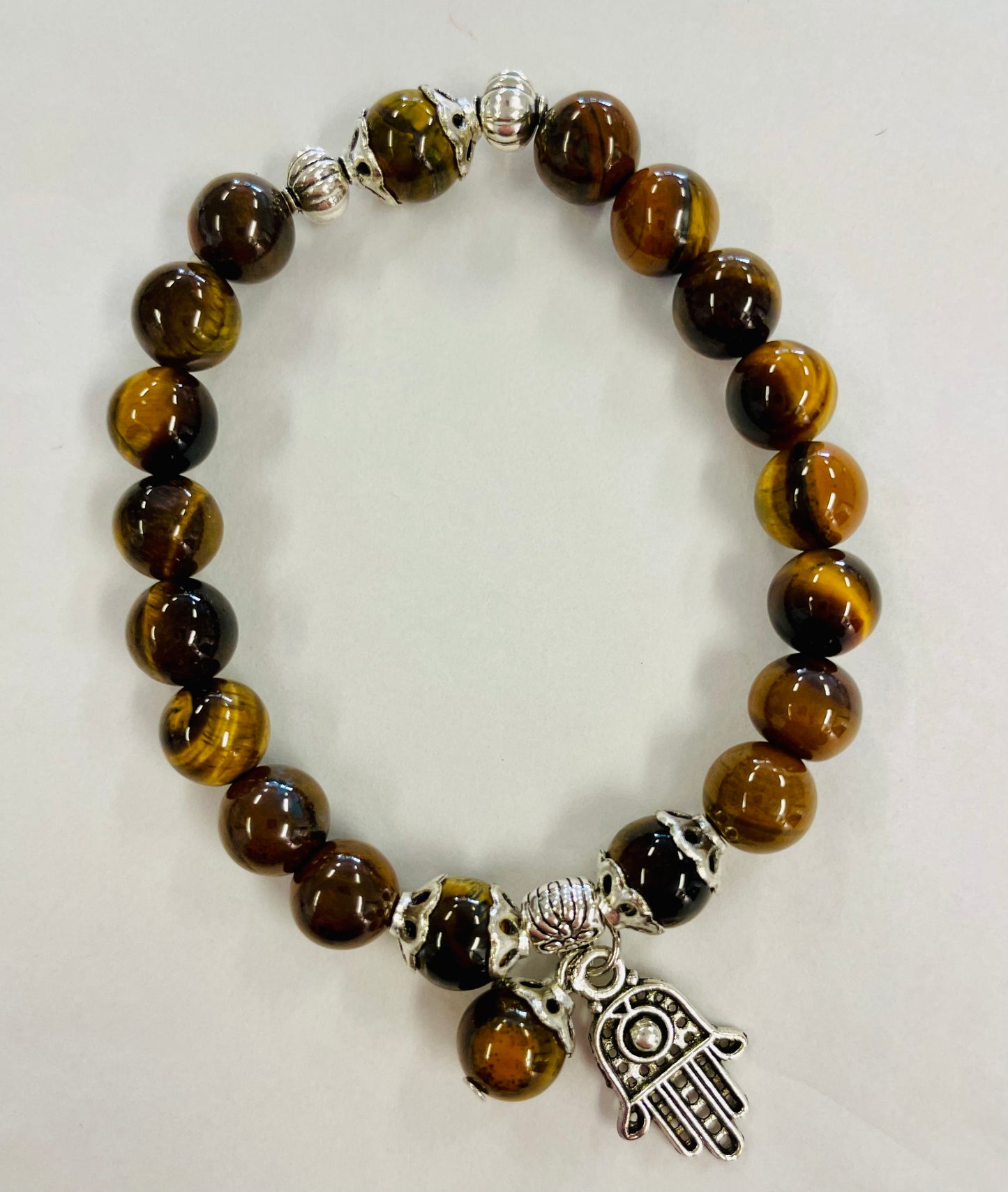 Tiger Eye + Silver Charm Bracelet