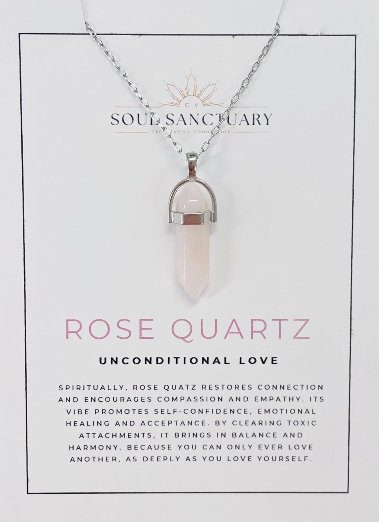 Rose Quartz Double Terminated Points Necklace