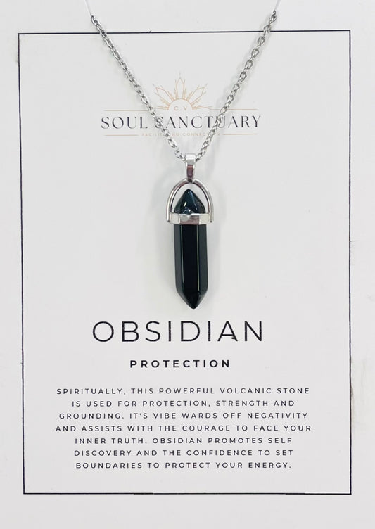 Obsidian Double Terminated Points Necklace