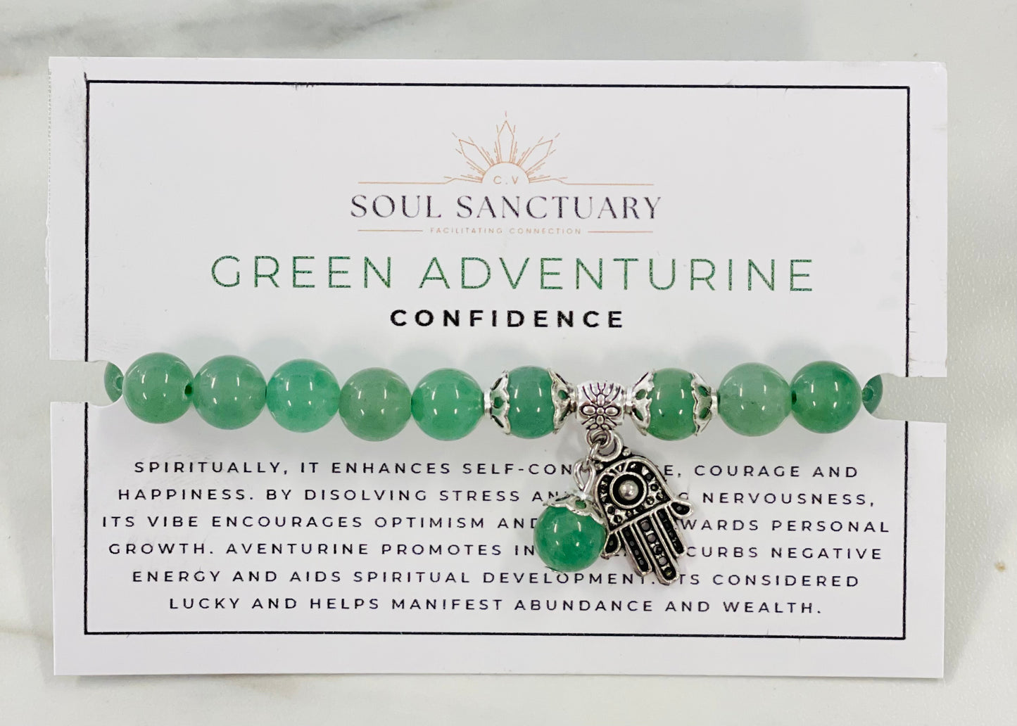 Green Aventurine + Silver Charm Bracelet