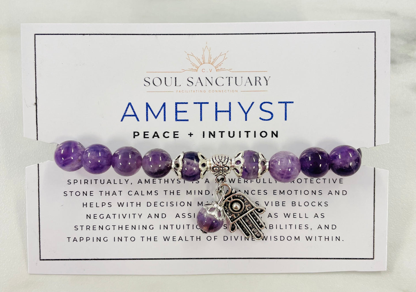 Amethyst + Silver Charm Bracelet