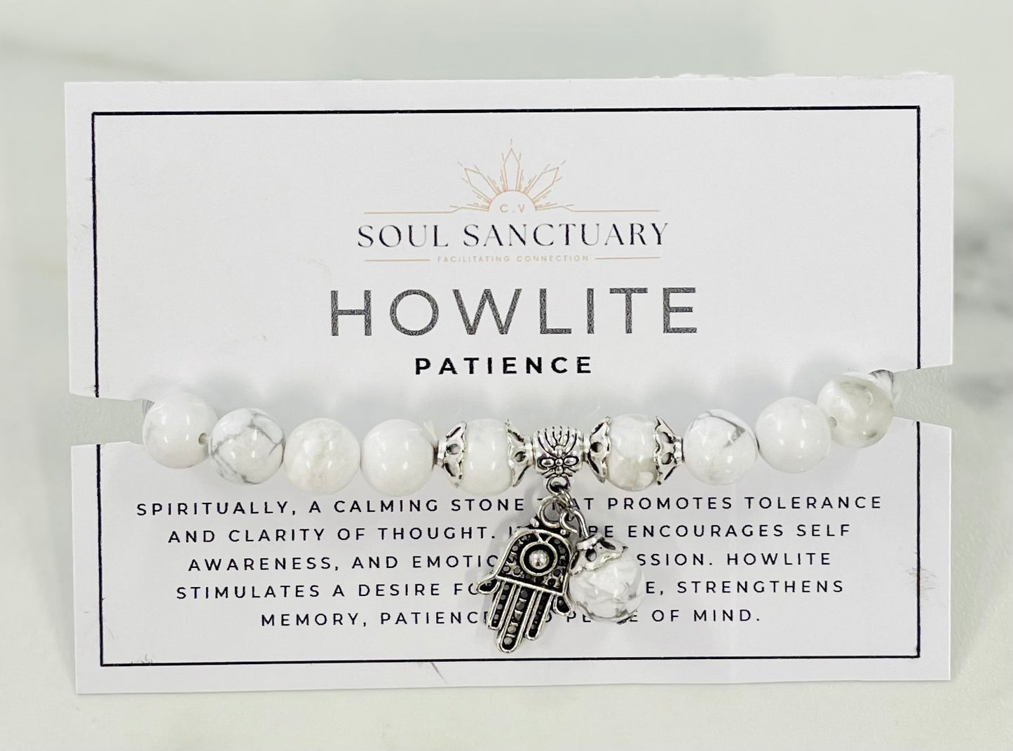 Howlite + Silver Charm Bracelet