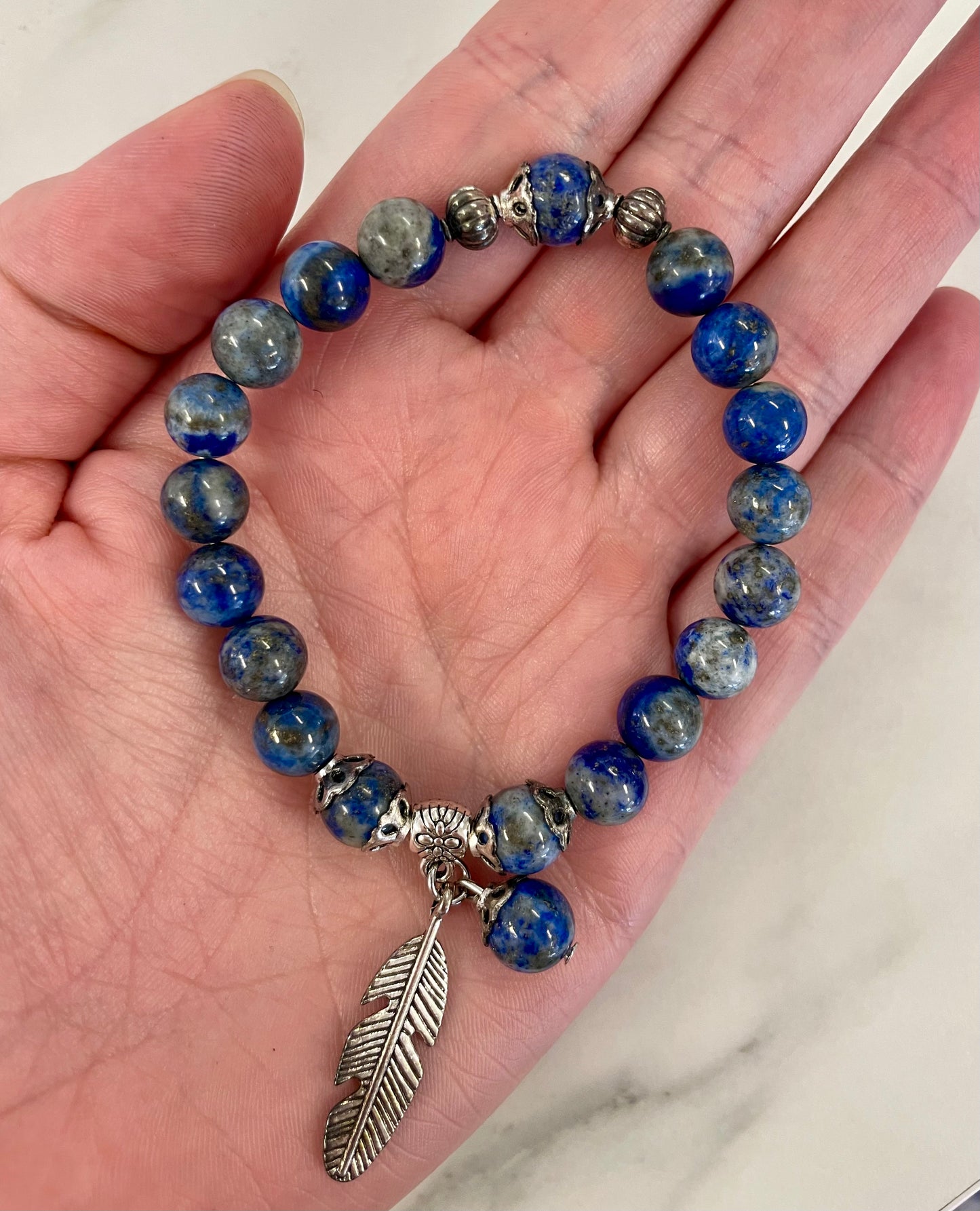 Lapis Lazuli + Silver Charm Bracelet