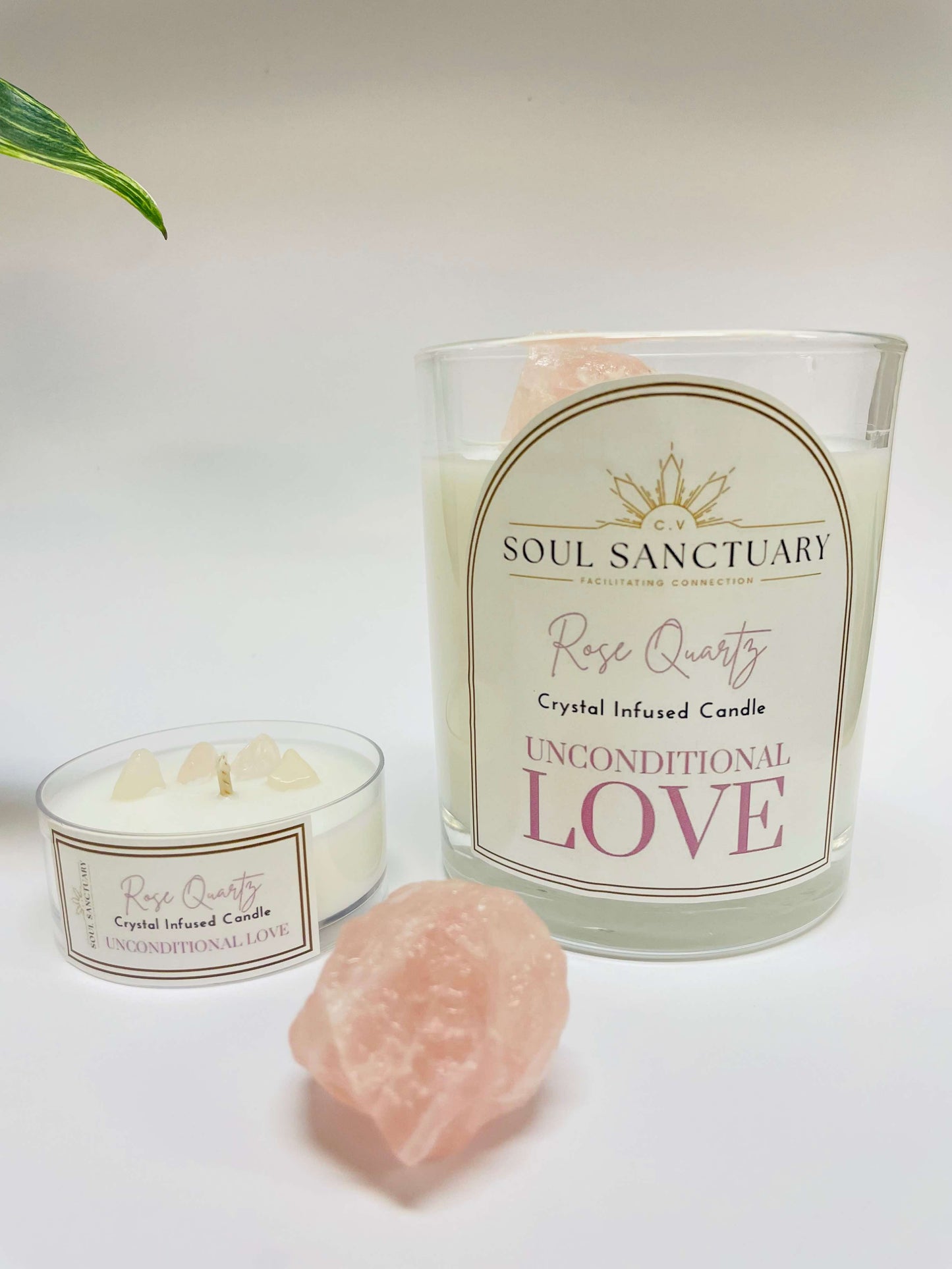 Rose Quartz Candle - UNCONDITIONAL LOVE