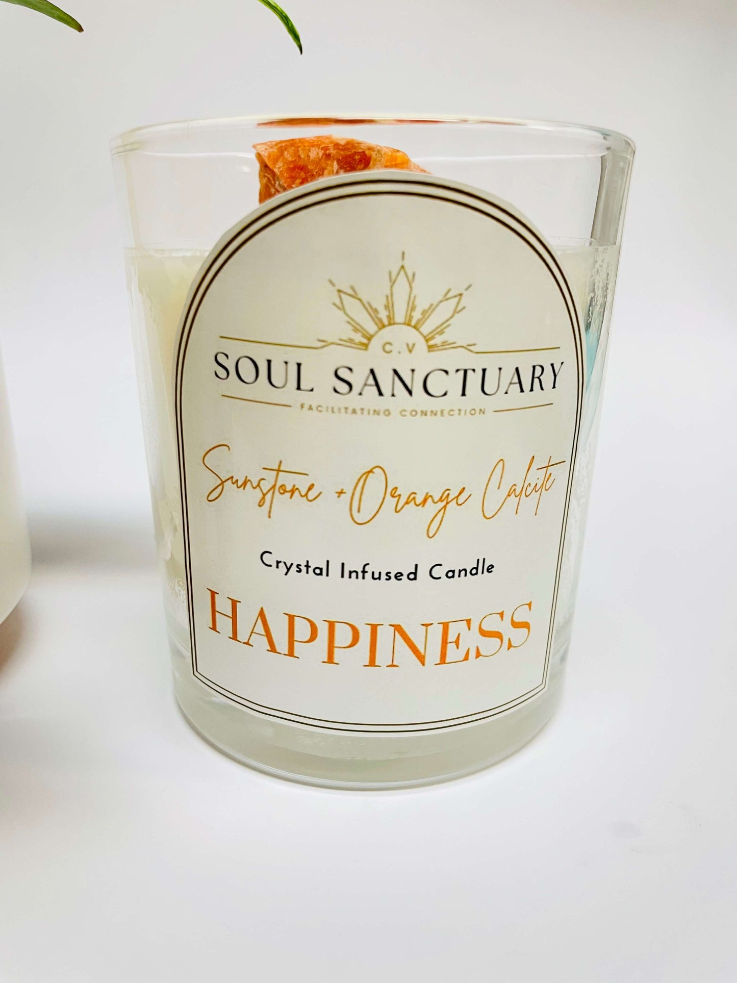 Sunstone + Orange Calcite Candle - HAPPINESS