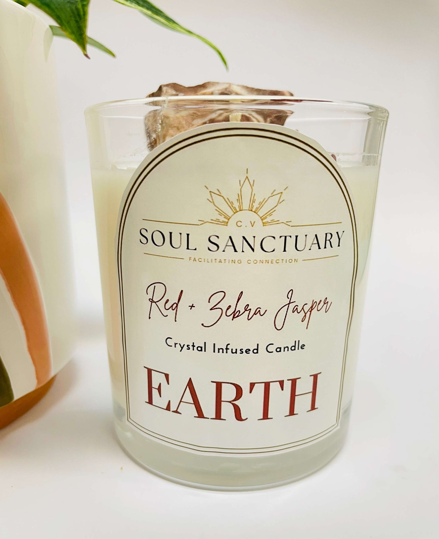 Zebra + Red Jasper Candle - EARTH