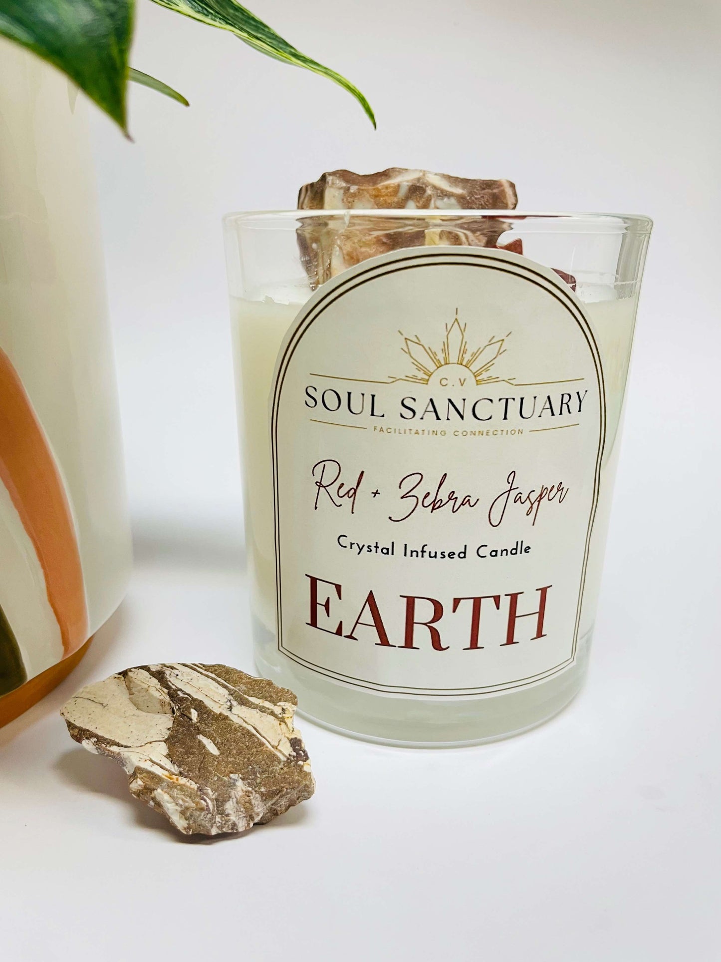 Zebra + Red Jasper Candle - EARTH