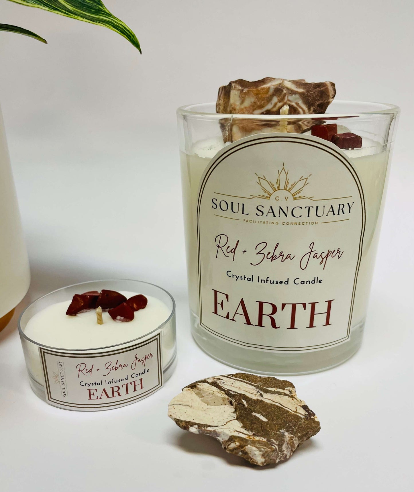 Zebra + Red Jasper Candle - EARTH