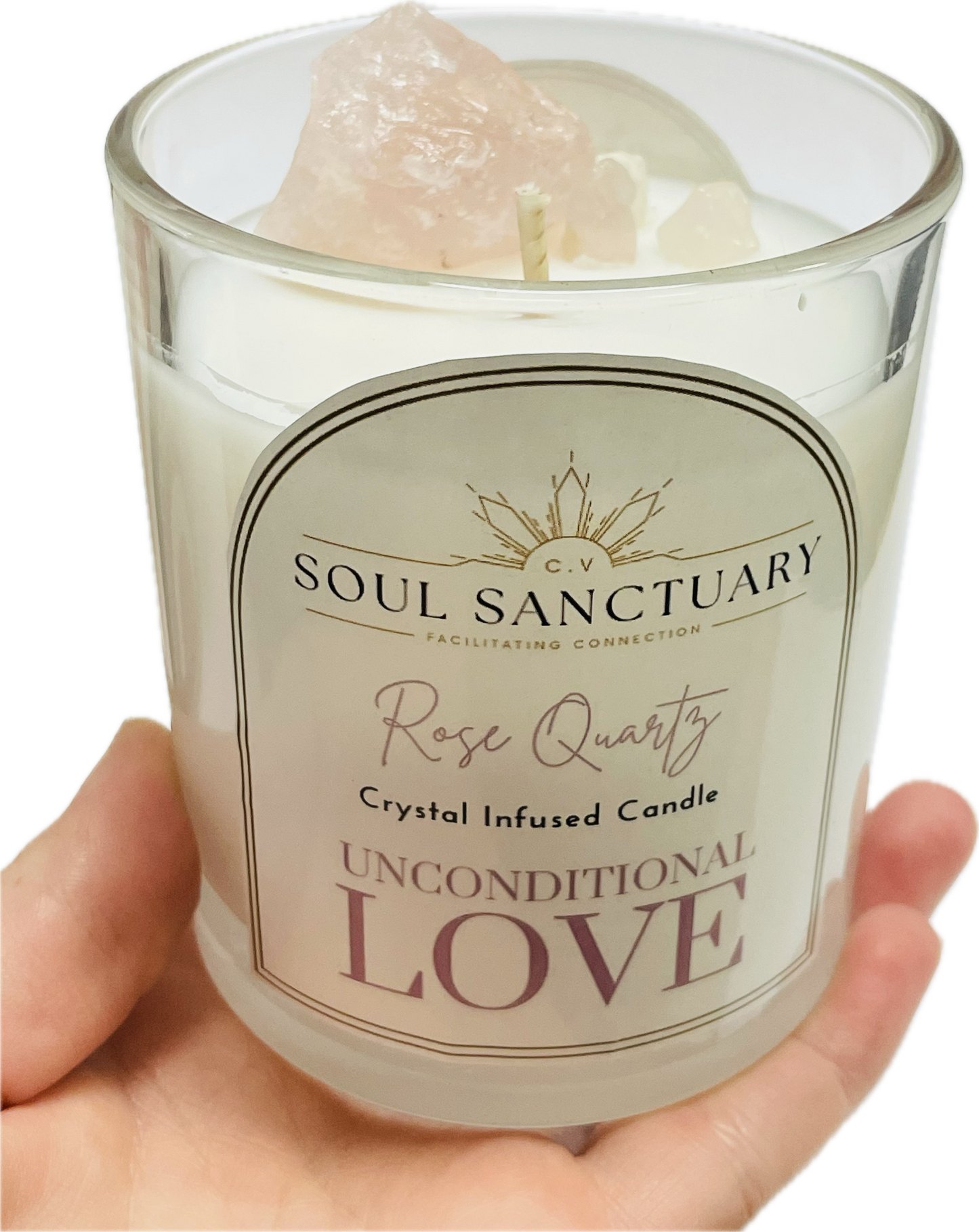 Rose Quartz Candle - UNCONDITIONAL LOVE